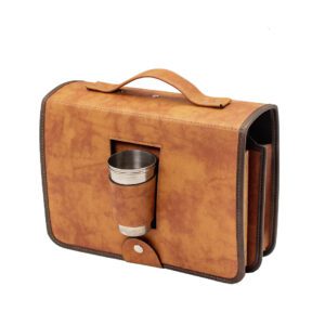 Porta Tablita Asado X2 Eco Cuero Caramelo Con Plancheta Y Provoletera